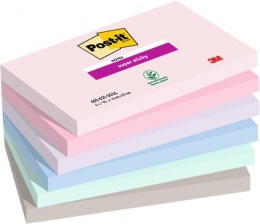 Öntapadó jegyzettömb, 76x127 mm, 6x90 lap, 3M POSTIT "Super Sticky Soulful", vegyes színek